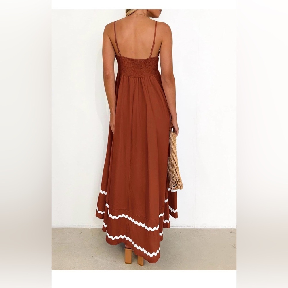 🆕 Casual Sleeveless Spaghetti Strap Ruffle Beach Long Dress - Picture 2 of 3
